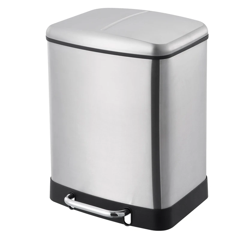 KITCHEN MOVE GREENWICH Pedal Bin with 2 Buckets Capacity 24 L (12+12) Stainless Steel Brushed Stainless Steel Finish Domed Lid