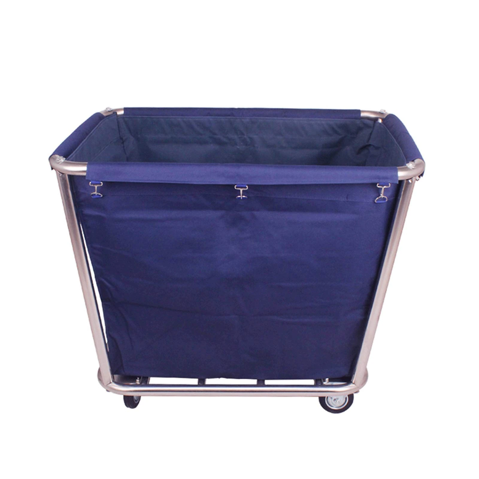 BKWJ 4 Wheel Cart, Hotel Stainless Steel Recycling Truck, Laundry Collection Truck, Room Service, Portable Grocery Cart, Cone Trolley Cart (Color : Blue)