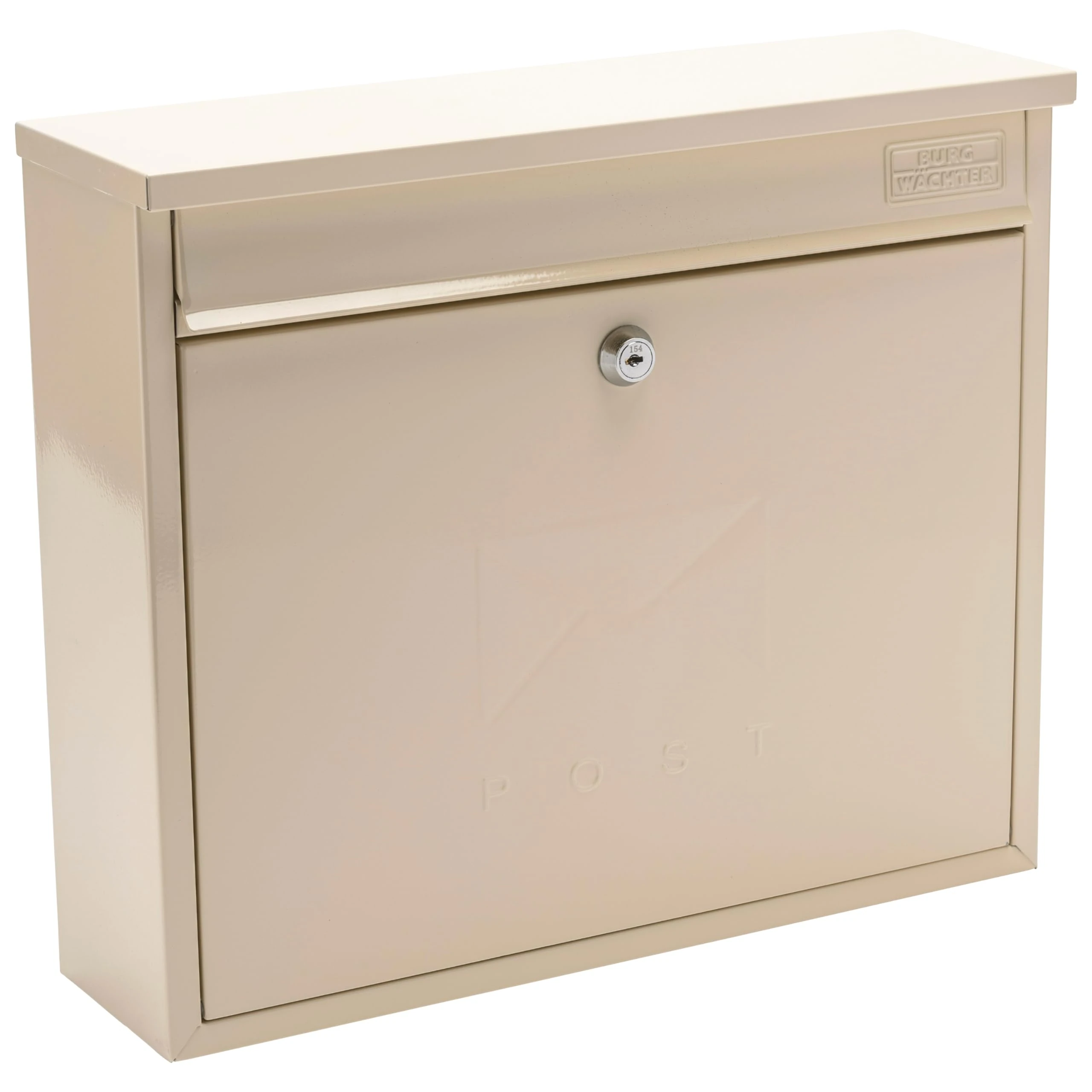 Burg-Wachter MB02AC Antique Cream Elegance Wall Mounted Galvanised Steel Lockable Weatherproof Post Box - 36x31x10cm