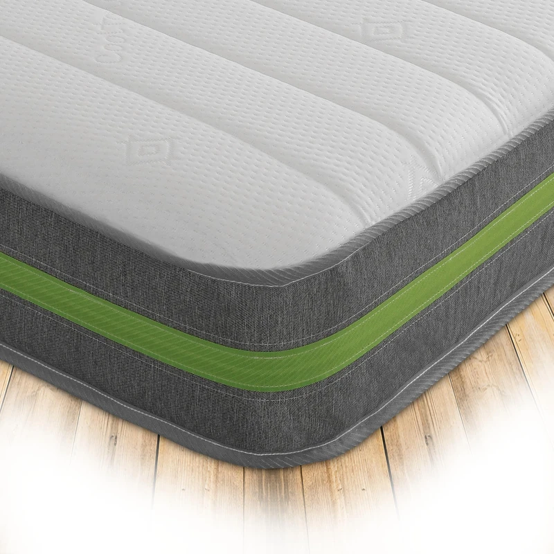 Starlight Beds Horizon Harmony, Sprung Shorty Memory Foam Mattress. Deluxe Value Shorty Mattress, Soft, 8 Inch Deep (Grey/Green) (2ft6 x 5ft9)