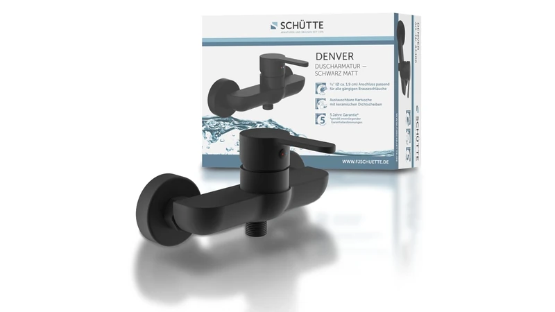 SCHÜTTE Denver 44406 Thermostat Shower Mixer Tap in Matte Black - Image 1