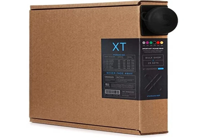 D'Addario Acoustic Guitar Strings, XT Phosphor Bronze Coated, XTAPB1253-B25, Light Gauge 12-53, 6-String Set, Pack of 25