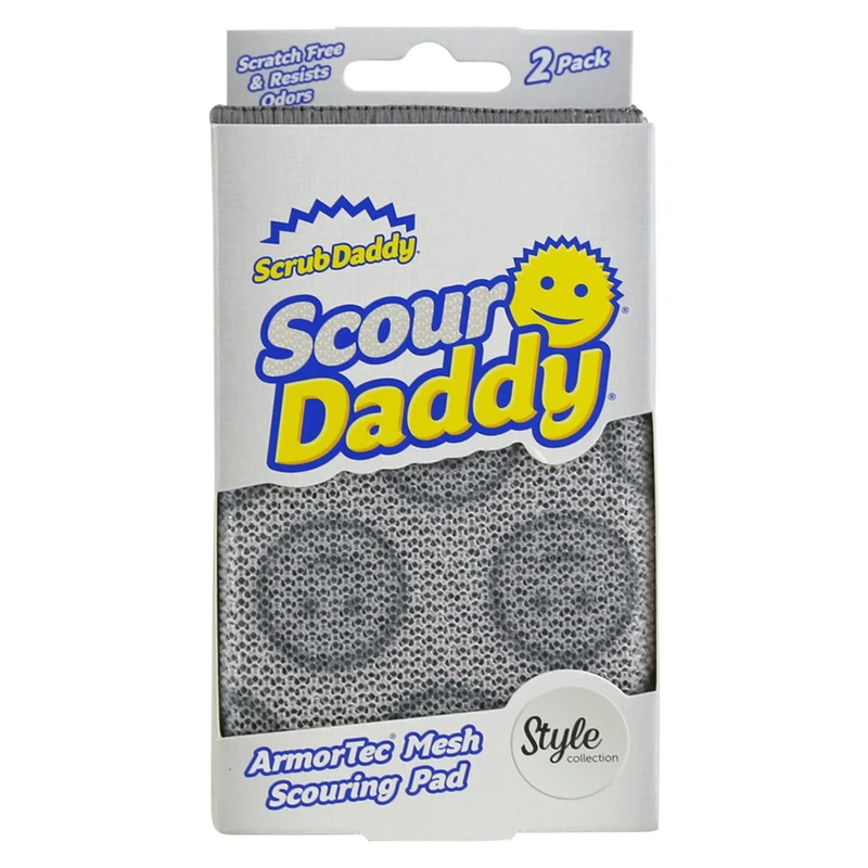 Scrub Daddy Scour Daddy Style, Scourers Non Scratch Scrubbing Sponge, Scouring Pads, Kitchen Sponges for Dishes, Dishwashing Pan Scrubber, Cleaning Supplies, Dish Sponges for Washing up, Pack of 2