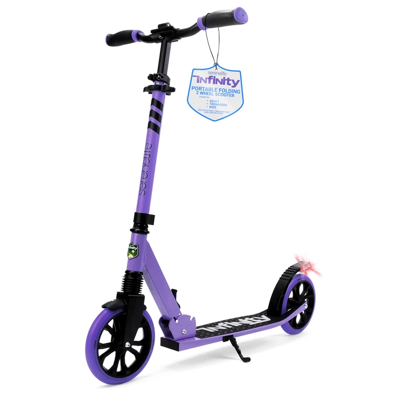 SereneLife Folding Kick Scooter - Adjustable Handlebar & Big Wheels