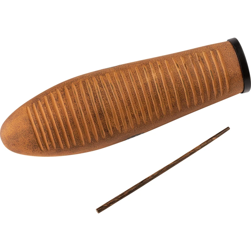 Meinl Percussion Fiberglass Guiro Instrument - Hollow Musical Instrument with Rubber Ringed Grip Holes - 3 Striking Surfaces - Fiberglass, Brown (GU7BR)