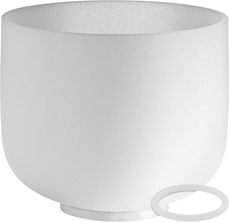 Sonic Energy Crystal Singing Bowl – 8“ Crown Chakra – 432 Hz Tuning, Note B4 – For Meditation, Yoga, Sound Healing – Silicone Ring included (CSB8B)