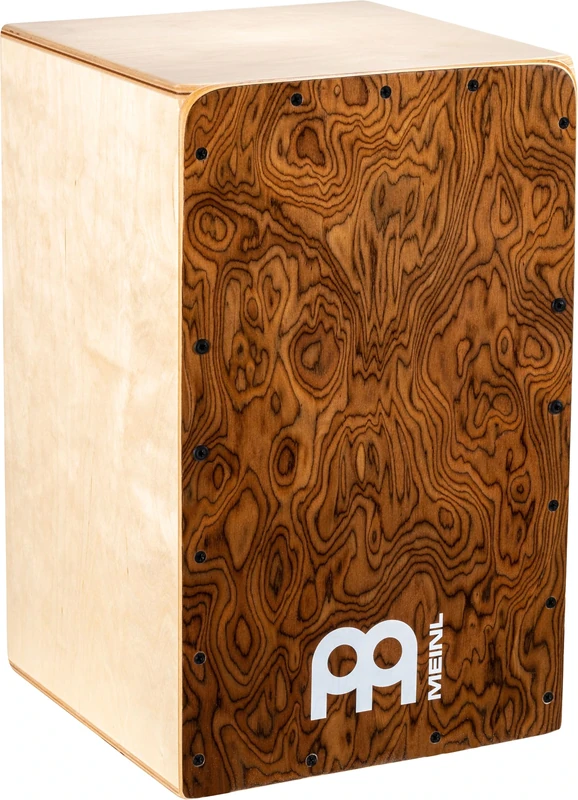 Meinl Percussion Snarecraft Cajon Instrument - Big Drum Box with 2 Snare Wires - Playing Surface Burl Wood (SC100BW)