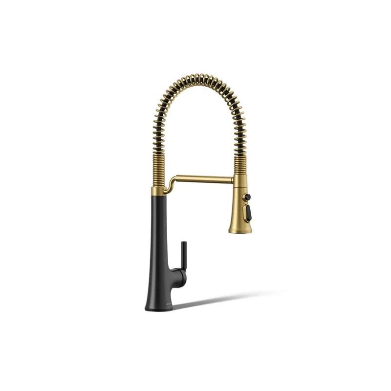 KOHLER K-23765-BMB Tone Kitchen Sink Faucet, Matte Black Moderne Brass