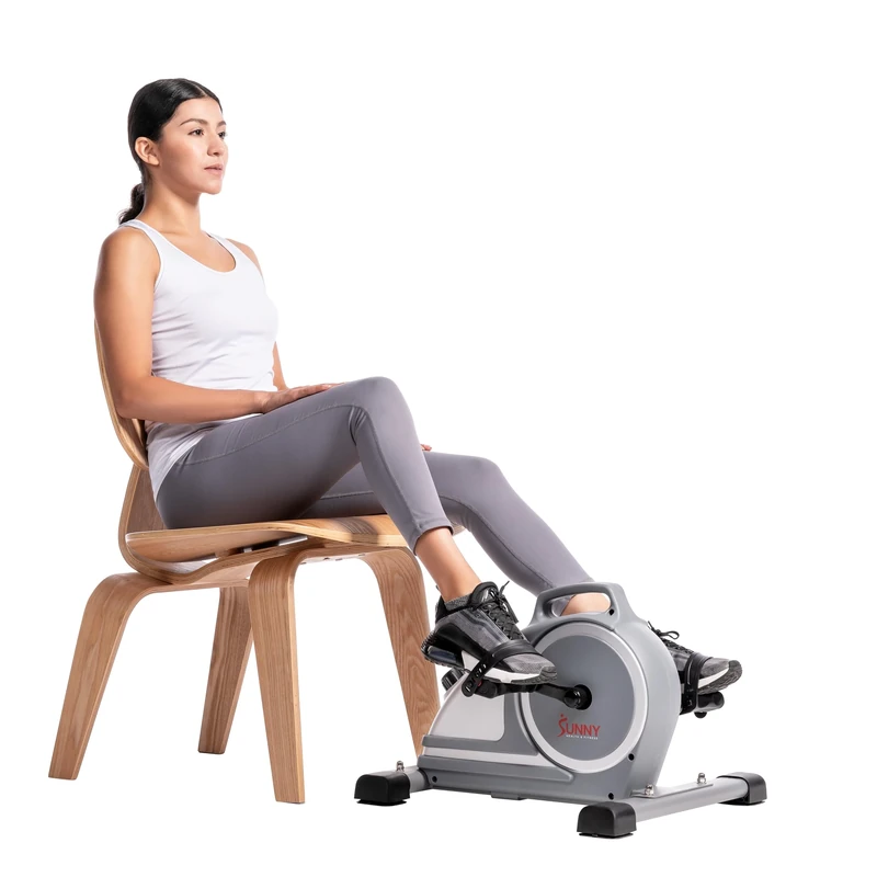 Sunny Health & Fitness Magnetic Under Desk Mini Exercise Cycle Bike, Dual Function Pedal Exerciser with Digital Monitor and Carrying Handle, SF-B020026