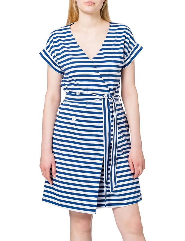 Armor Lux Women's Robe Portefeuille Playwear Dress, Dunkermarine/Blanc, 12