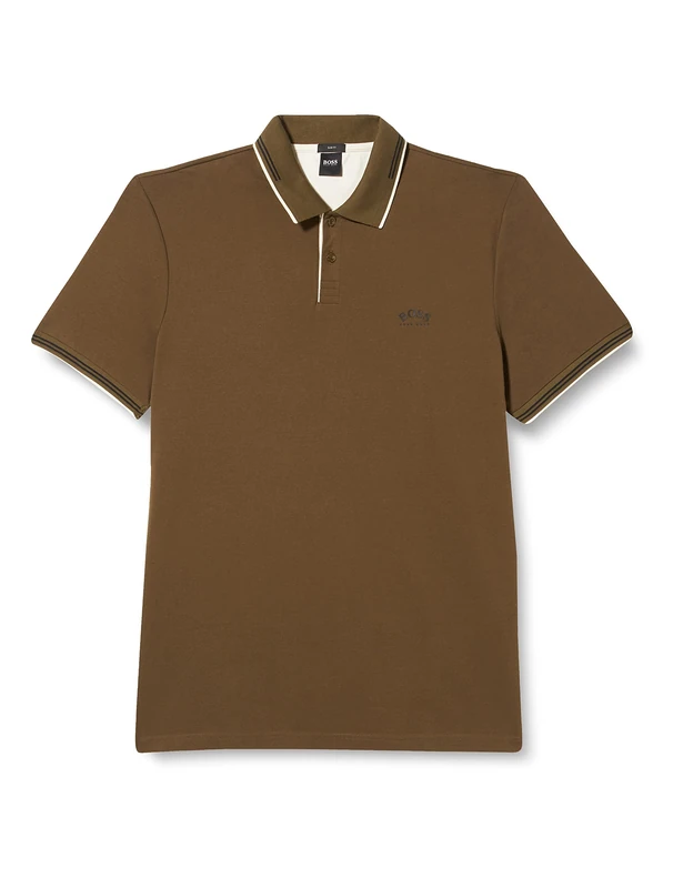 BOSS Men's Paul Curved Polo Shirt, Dark Green307., L