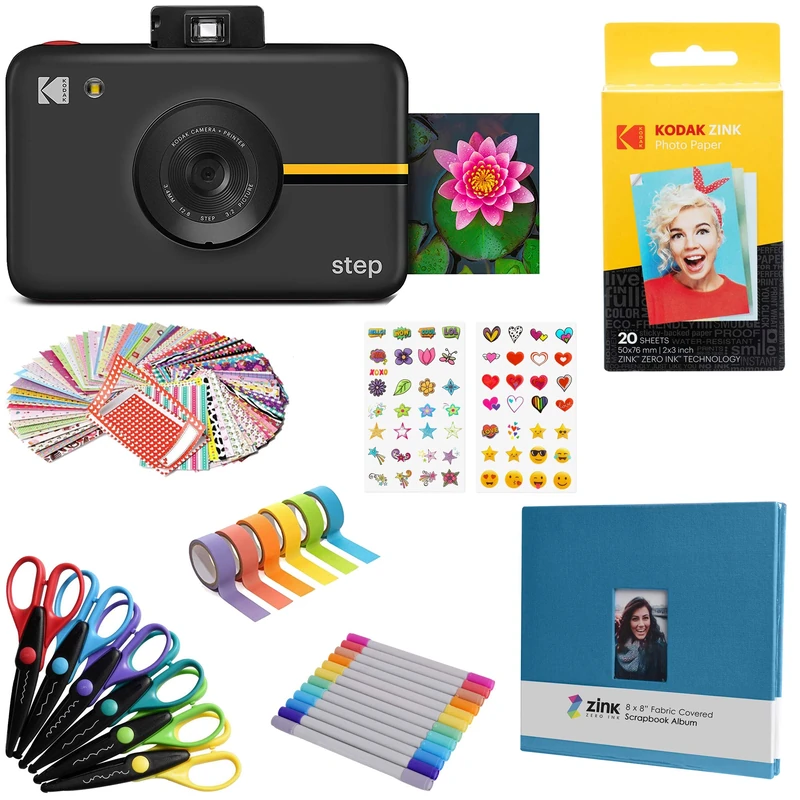 Kodak Step Instant Camera with 10MP Image Sensor (Black) Scrapbook Bundle