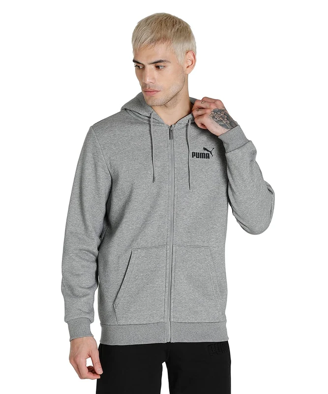 PUMA ESS Small Logo FZ Hoodie FL, Medium Gray Heather - Image 1
