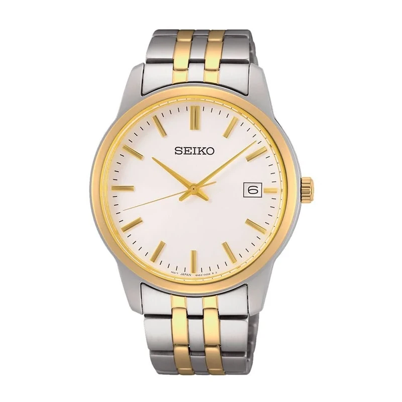 Seiko Men's Quartz Watch Stainless Steel with Stainless Steel Strap, Silver-Gold, M, Quartz
