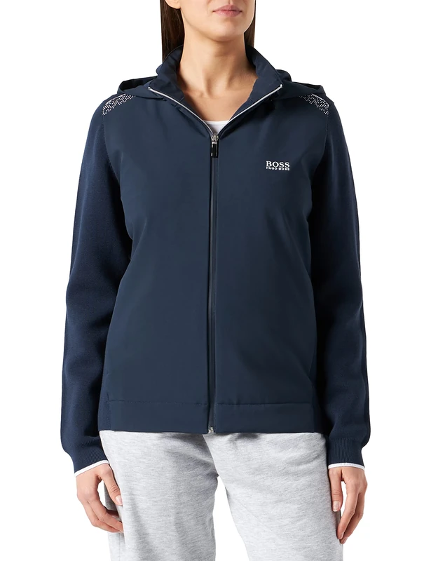 BOSS Mens Maxeo Hybrid Cardigan with Detachable Hood and Pixel Print