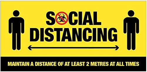 Social distancing Maintain 2M at all times - PVC banner c/w eyelets 1270x610mm