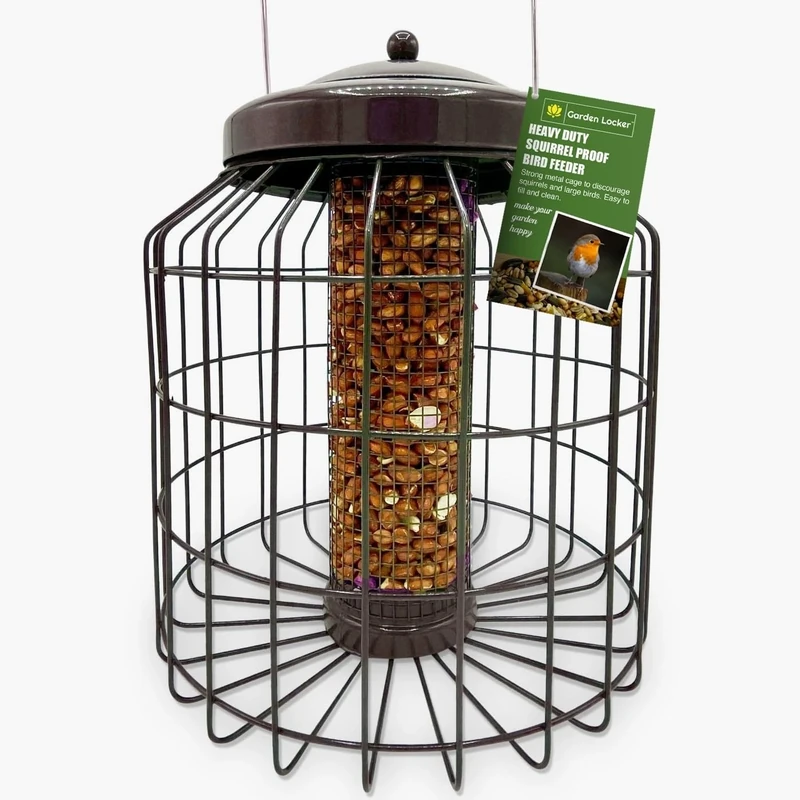 Garden Locker Heavy Duty Squirrel Proof Peanut Bird Feeder – Galvanised Metal Cage, 41 cm Hanging Height × 24 cm
