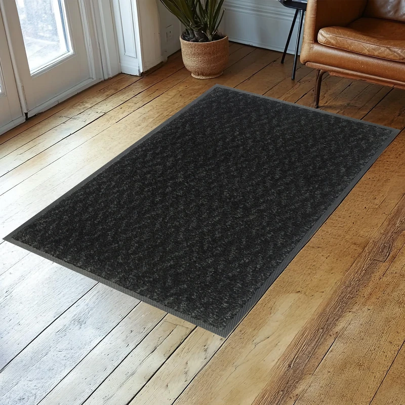 Wash+Dry Floor Mat, Front Door Mat, Polyamide Back: Nitrile Rubber, Black, 60x90cm