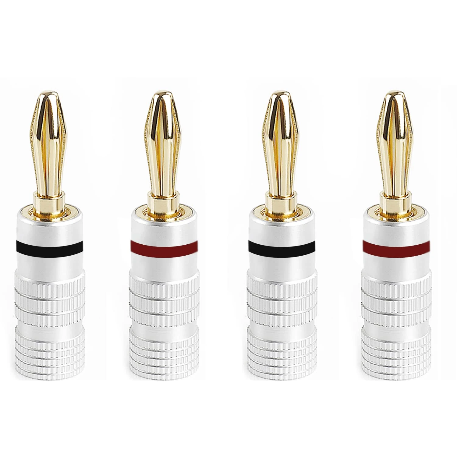 4PCS Banana Cable Plugs, Audio Jack Connector, Dual Screw Lock, Speaker Cable Connector for Amplifier, HiFi, Receiver