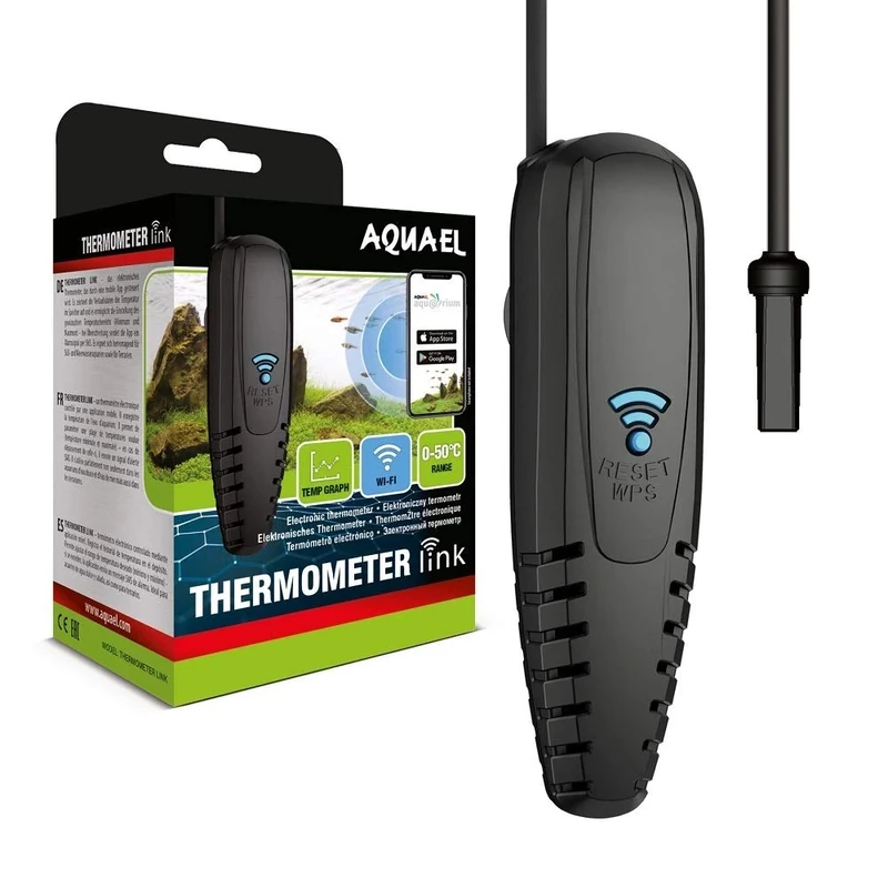 Aquael Thermometer Link Electronic Thermometer with App Control, Black