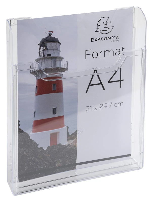 Exacompta - Ref. 65158D - Set of 10 leaflet dispensers - Vertical A4 format - 1 compartment 26 mm deep - To be fixed to the wall - Dimensions: 3.8 x 23.9 x 30 cm - Transparent