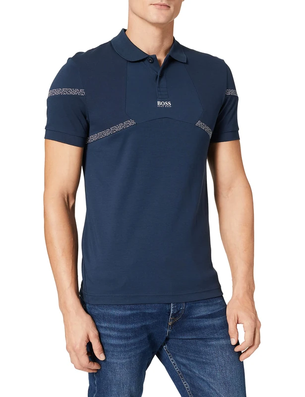 BOSS Men's Paul Pixel Polo Shirt, Navy410, M
