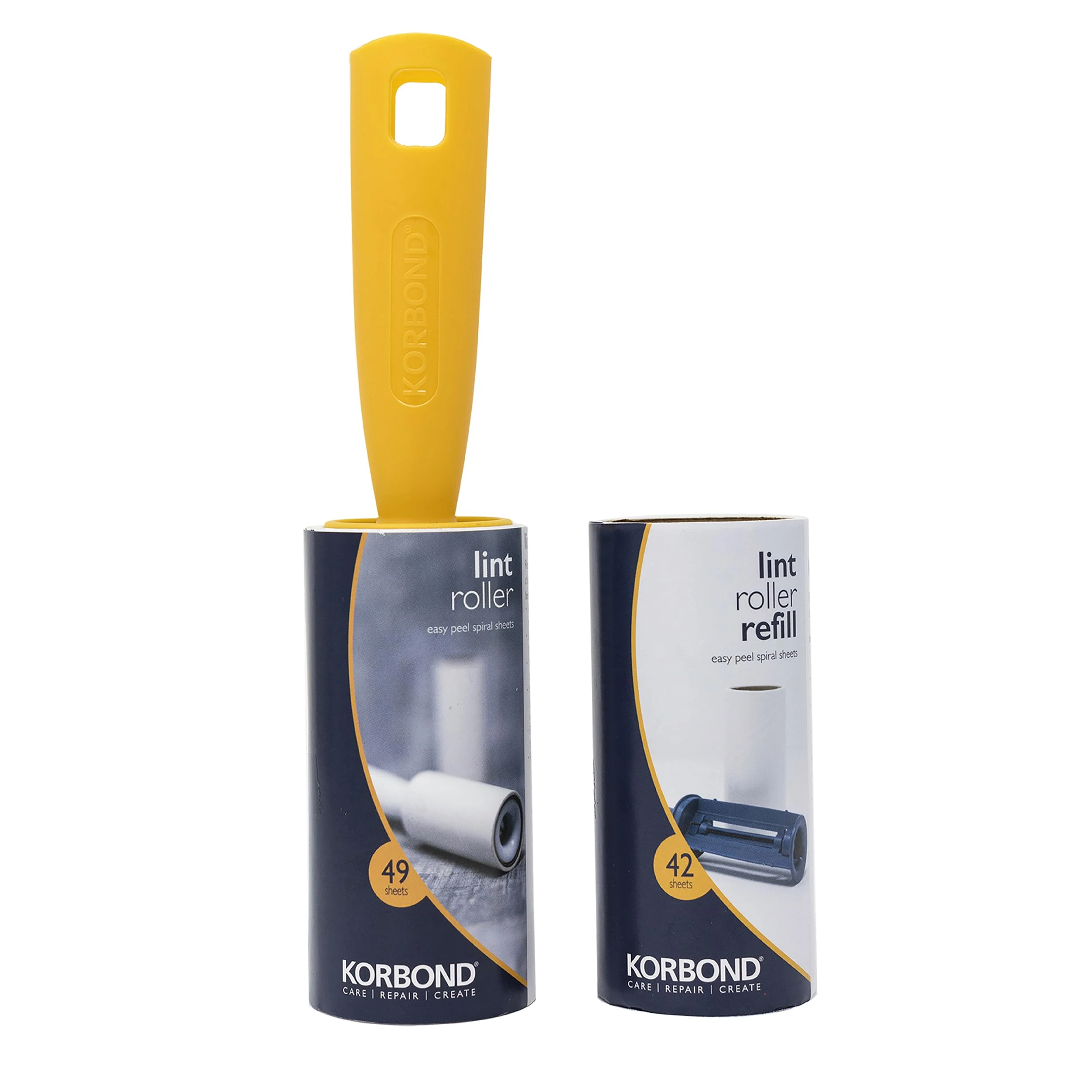 Korbond Lint Roller & Refill Set – 1 Lint Roller and 1 Large Lint Roller Refills – 91 Sheet Lint Rollers for Pet Hair - for ALL FABRIC TYPES - Pet Hair Remover Roller, White