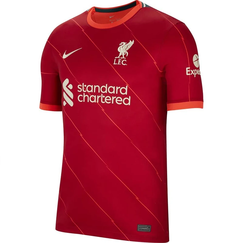 NIKE Unisex Liverpool, 2021/22 Season, Game Equipment, Home Jersey, Gym Red/Bright Crimson/Fossil, S UK