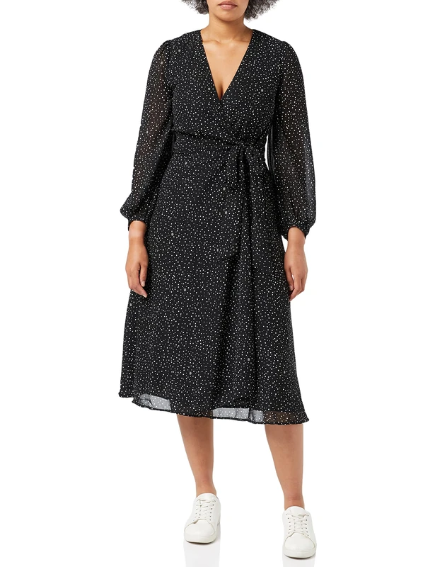 Tommy Hilfiger Georgette WRAP MIDI Dress LS - Image 1