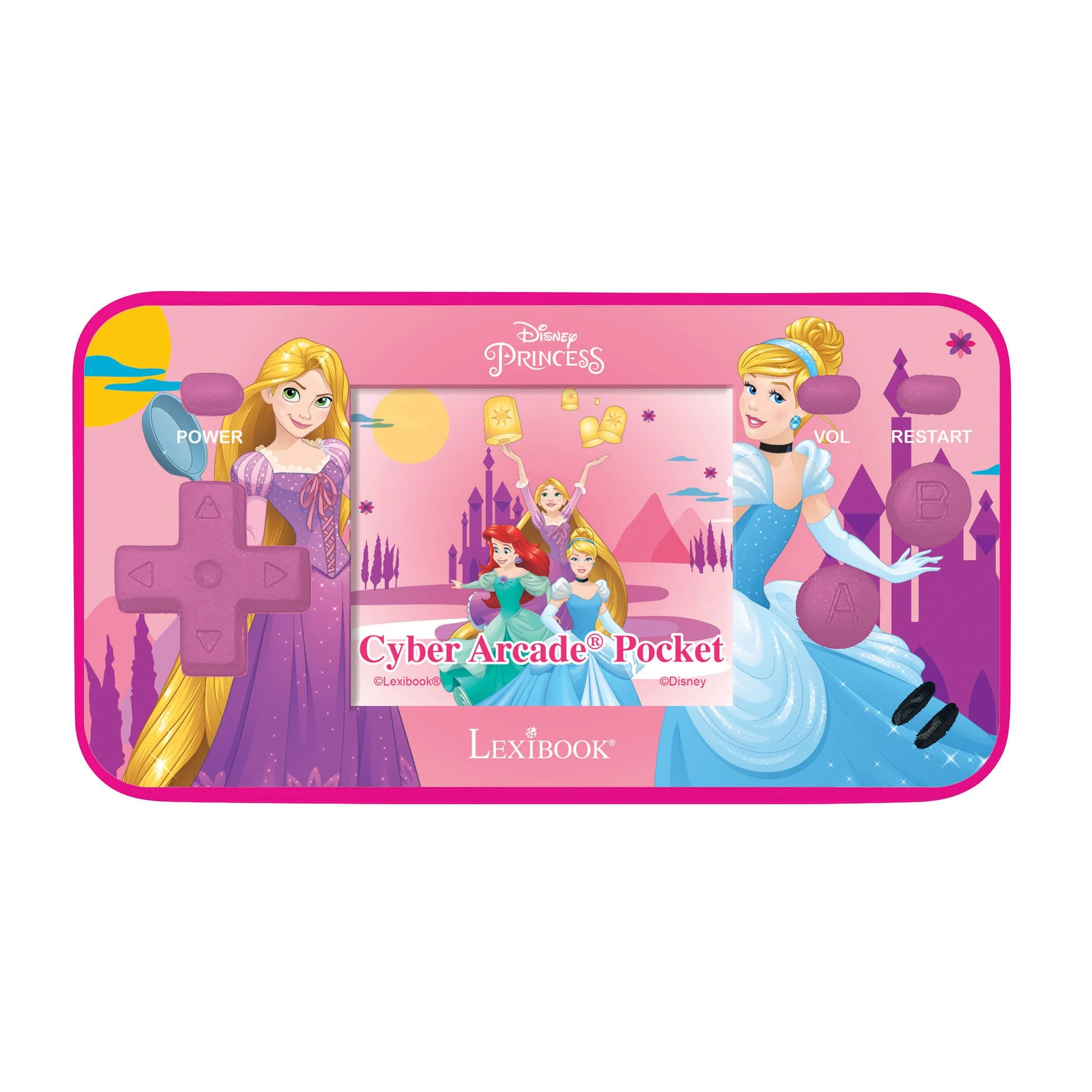 Lexibook, Disney Princess, Cyber Arcade Pocket, Portable Gaming Console, 150 Games, 1.8" LCD screen, Battery Operated, Pink, JL1895DP