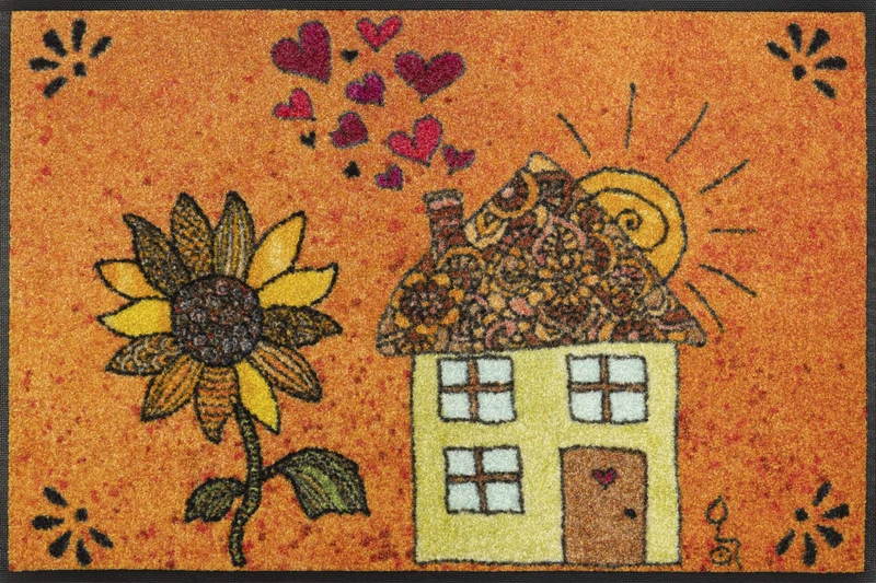 Wash + Dry Sonnenhaus Door Mat, Polyamide, Orange, 50 x 75 - Image 1
