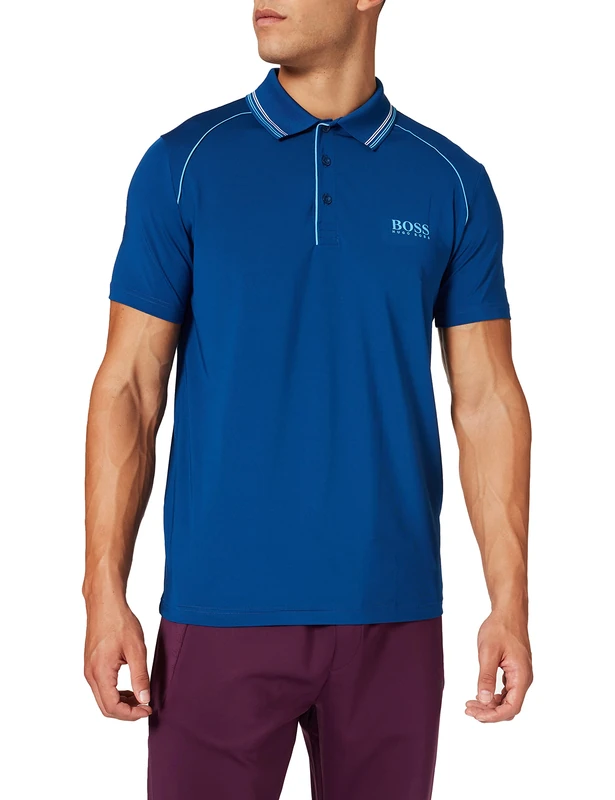 BOSS Men's Pauletech Polo Shirt, Bright Blue432., L