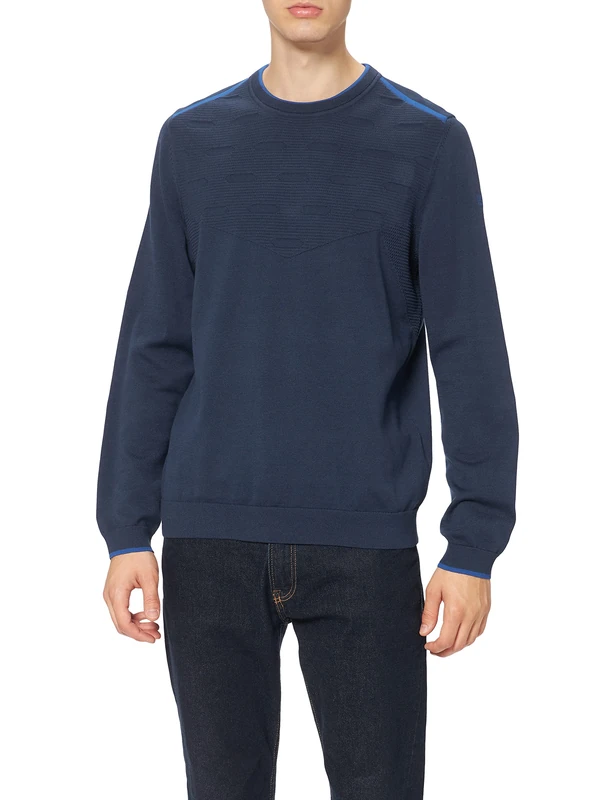 BOSS Mens Rogeo Cotton-Blend Sweater with Contrast Details