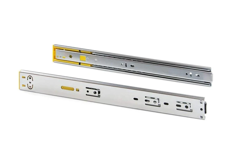 Emuca - Set of Full Extension Ball Bearing Runners/Slide 45x450mm (1,77x17,7 inch), Total Extraction with Push System and Soft Close, Zinc Plated, Pack of 5