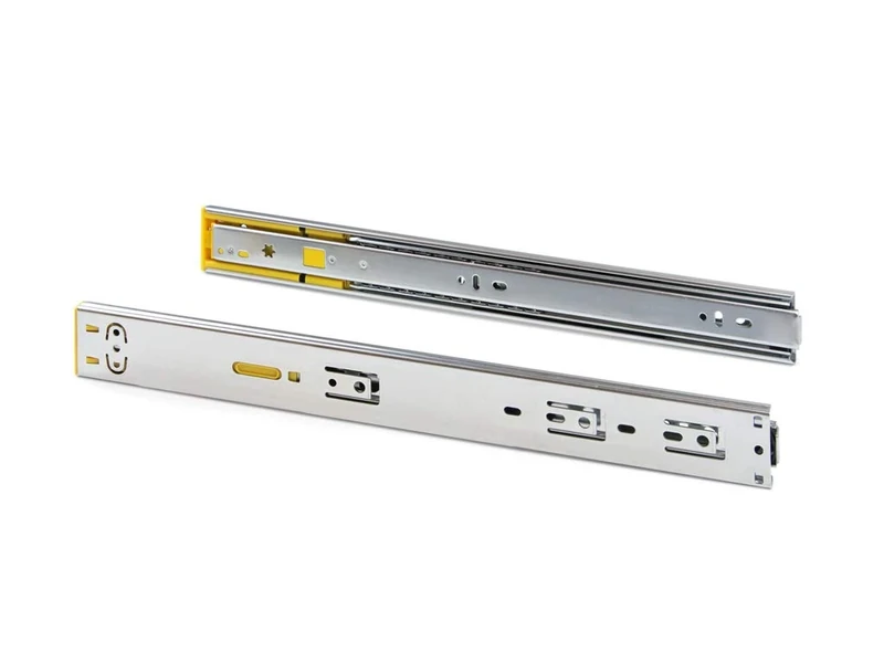 Emuca - Set of Full Extension Ball Bearing Runners/Slide 45x600mm (1,77x 23,6 inch), Total Extraction with Push System and Soft Close, Zinc Plated, Pack of 5