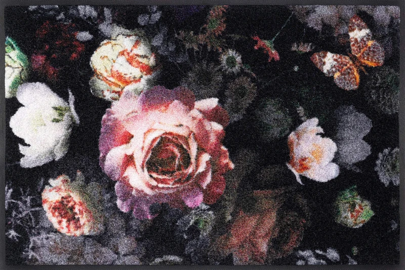 Wash+Dry Door Mat, Night Roses 50 x 75 cm, Washable for Indoor and Outdoor Use
