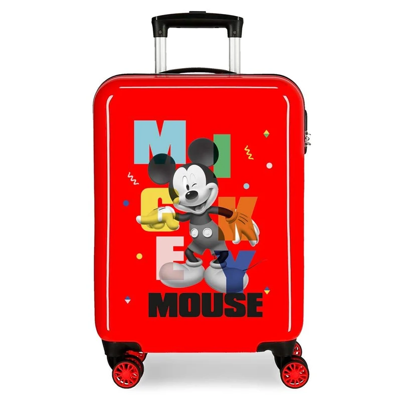 Disney Mickey Party Cabin Suitcase Red 38 x 55 x 20 cm Rigid ABS Side Combination Closure 34L 2.7 kg 4 Double Wheels Hand Luggage