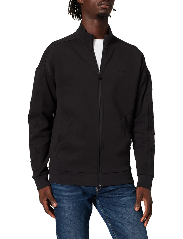 BOSS Mens Skaz Circle Regular-fit sweatshirt with circular logo detail Black
