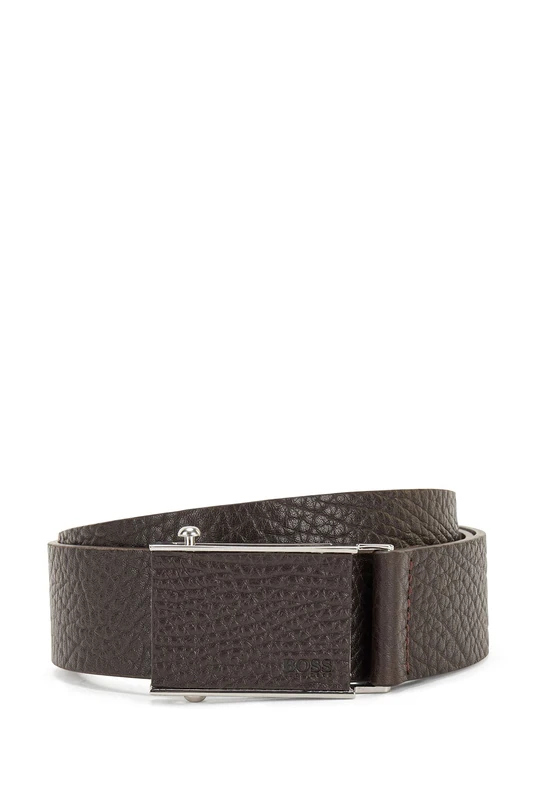 BOSS Mens Semmy-SP Sz40 Grained-leather belt with quick-release buckle