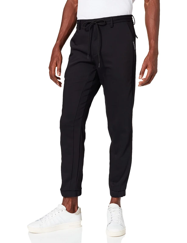BOSS Mens Keen Pixel Cotton-Blend Tracksuit Bottoms with Pixel Print and Logo Black