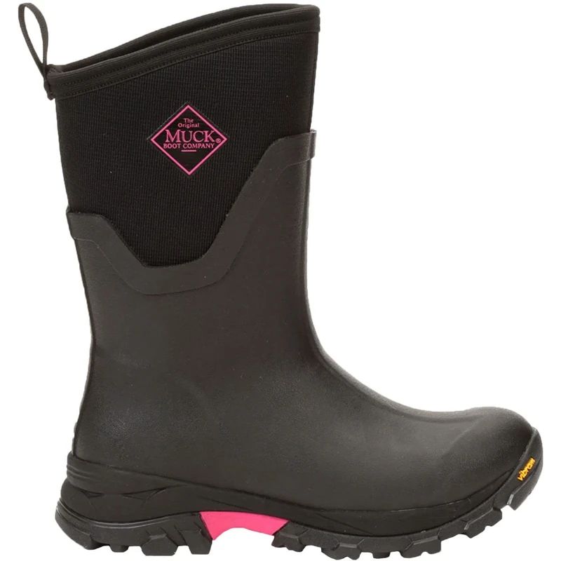 Muck Boots Women's Arctic Ice Mid Thermal Waterproof Wellington, Black Hot Pink, 8