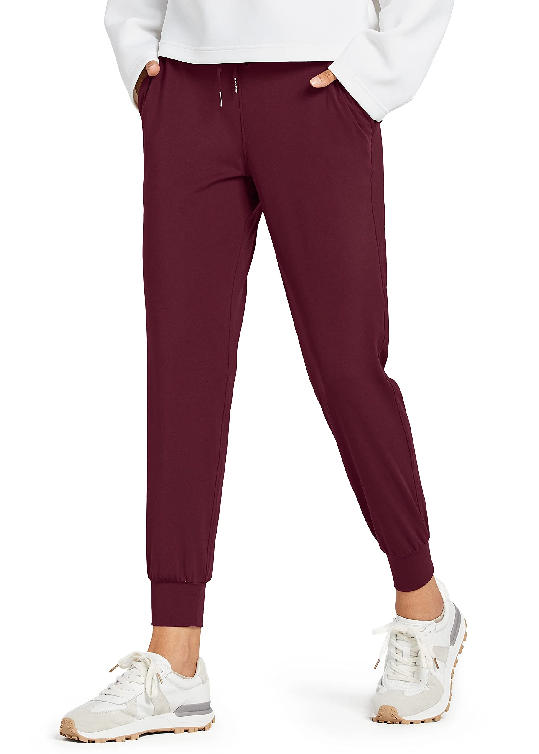 Libin Joggers for Women Tracksuit Bottoms Ladies Yoga Pants Lightweight Jogging Sweatpants Running Sports Cuffed Trousers Womens Track Pants Burgundy S