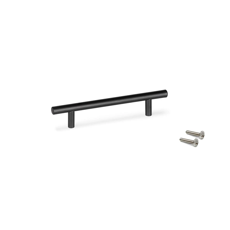 Emuca - Furniture Handle,Cabinet Handles, 160mm Interaxis, Hollow Stainless Steel, Black Painted, Set of 25 - Image 1
