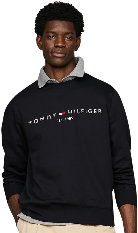 Tommy Hilfiger Men’s Tommy Logo Sweatshirt without Hood, Blue (Desert Sky), XXL