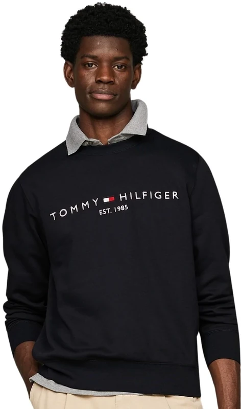 Tommy Hilfiger Men’s Tommy Logo Sweatshirt without Hood, Blue (Desert Sky), S