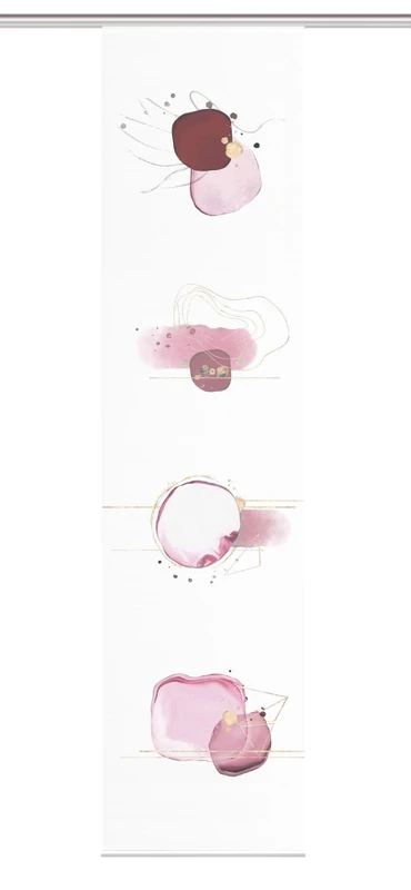 84078 | Sliding Curtain MANCHAS Digital Print on Bamboo Look with Abstract Motif 260 x 60 cm Colour: Blue/Berry - Image 1