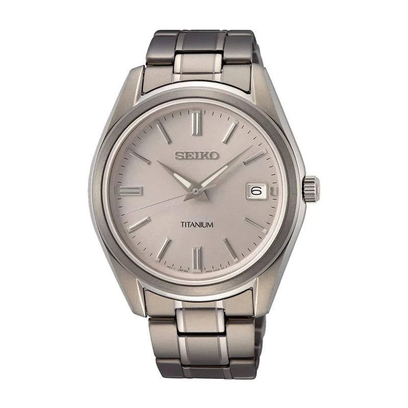 Seiko Men's Quartz Watch Titanium with Stainless Steel Strap, White, Quartz