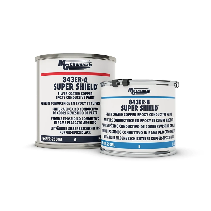 843ER Silver Coated Copper Epoxy Conductive Coating (Heat Cure only), 2 part can kit