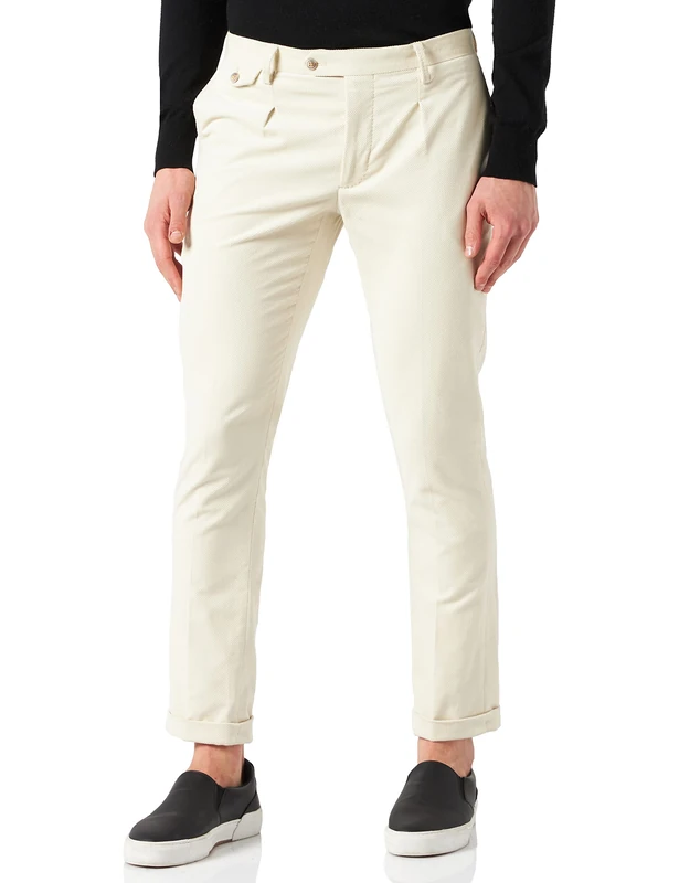 Hackett London Men's Diagonal Cord Pants, Off-White, 40 - Image 1