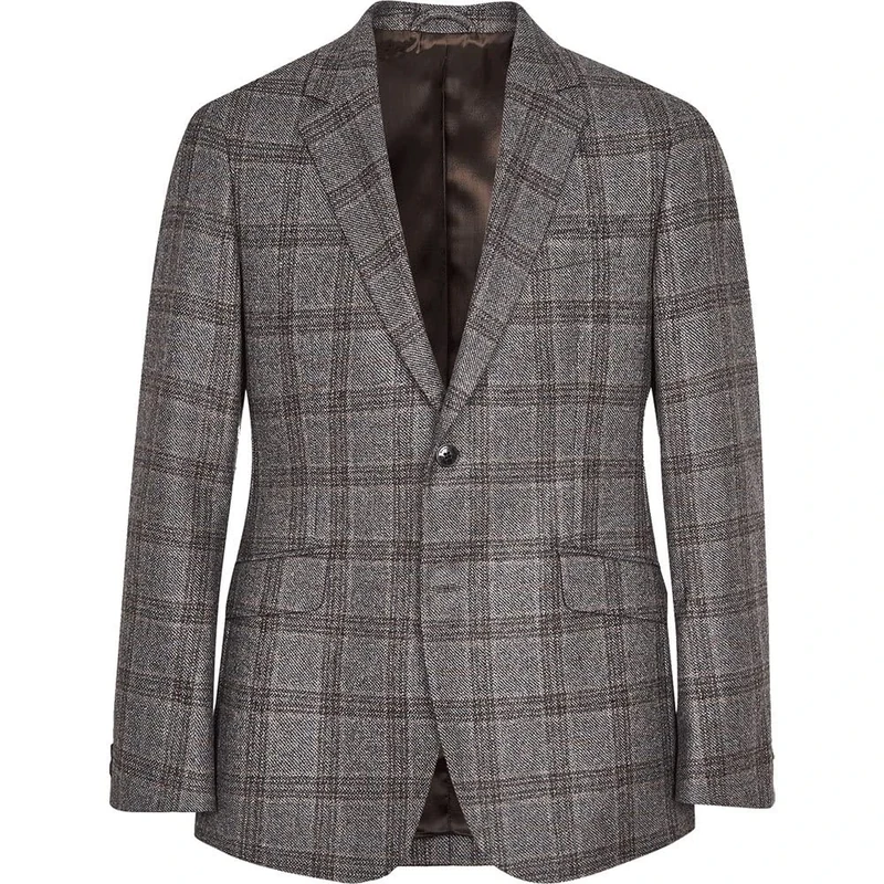 Hackett London Men's 4 PLY LT Grey Check Jacket, 9HHLT Gry/Beige, 44R